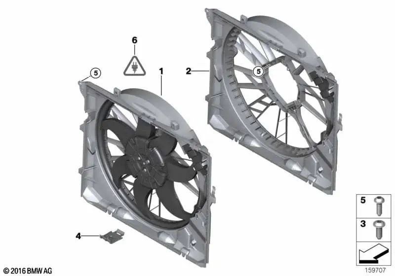 Alojamiento del ventilador con ventilador para BMW E81, E82, E87, E88, E90, E91, E92, E93, X1 E84 (OEM 17425A3F106). Original BMW