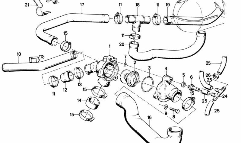 Pipe for BMW E28, E24, E23 (OEM 11531306829). Genuine BMW