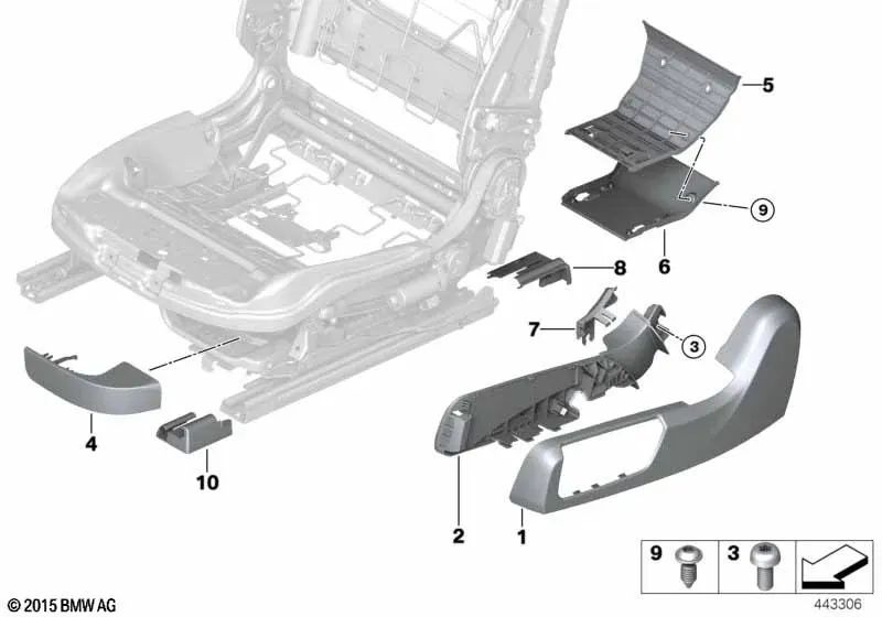 Cubierta delantera izquierda para BMW Serie 4 F33, F83, Serie 6 F06, F12 (OEM 52107284015). Original BMW