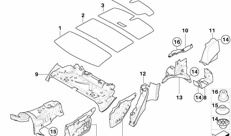 Sound insulation front left door for BMW E83 (OEM 51483449837). Original BMW