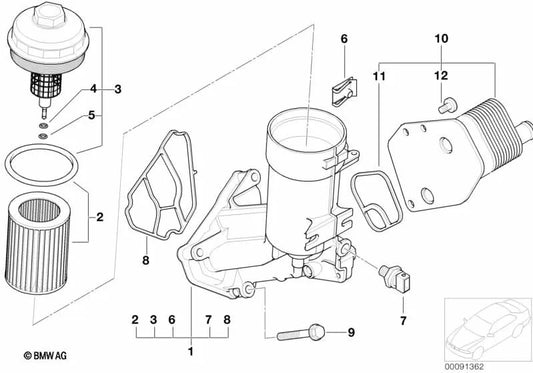 Junta de Perfil enfriador aceite para BMW E87 E46 E91 E90 E60 E61 E83. Original BMW