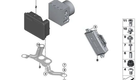 Supporto per unità idraulica OEM 34516858484 per BMW I12, I15. BMW originale.