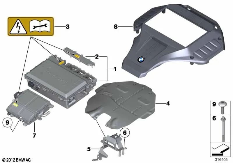 Leistungselektronikabdeckung für BMW X6 E72 (OEM 12367591648). Original BMW