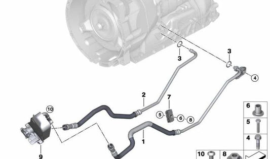 OEM 17228509701 Tubo do resfriador de óleo para BMW E82, E88, E90, E91, E92, E93, E84. BMW original.