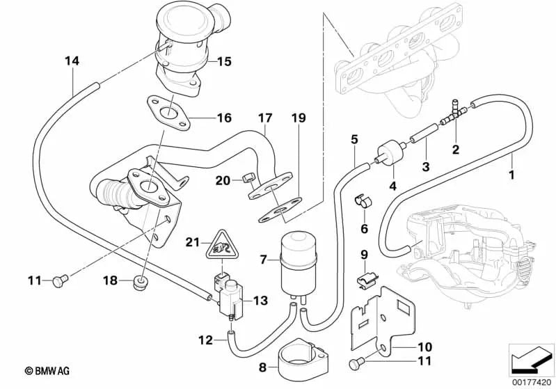 Soporte del Depósito de Vacío para BMW E36, E46 (OEM 11731707353). Original BMW