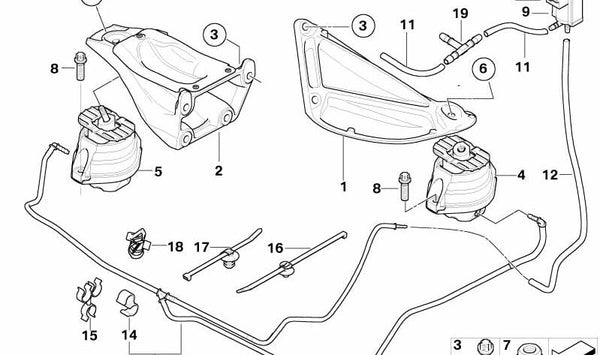 Soporte de motor derecho para BMW E60, E61 (OEM 22116770642). Original BMW