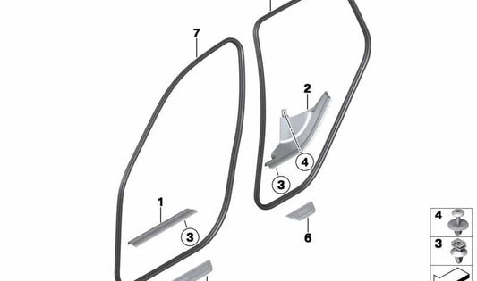 Protección/Cubierta para borde de puerta delantera OEM 51727380922 para BMW X4 (F26). Original BMW.