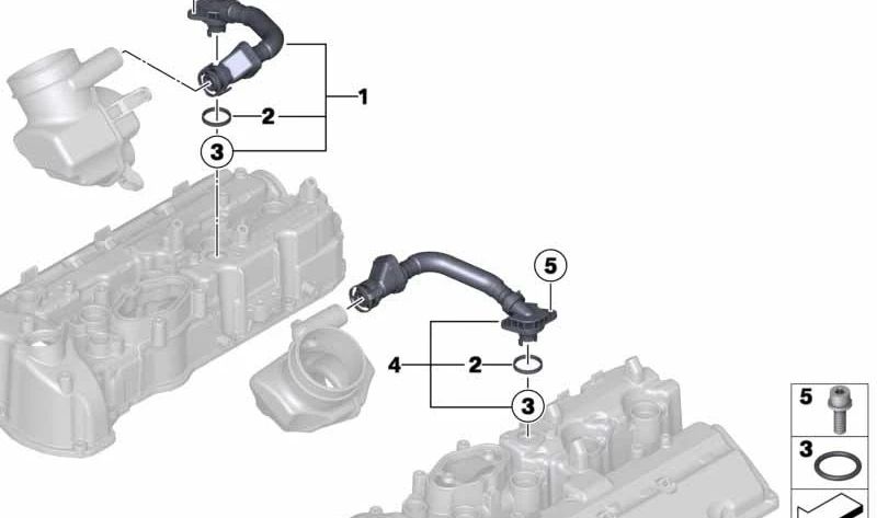 Tubo de ventilación para BMW F10, F06, F12, F13 (OEM 11157843150). Original BMW