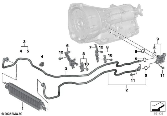 Enfriador de aceite de transmisión para BMW G42, G20, G20N, G21, G21N, G22, G23, G26, G29 (OEM 17219494828). Original BMW.