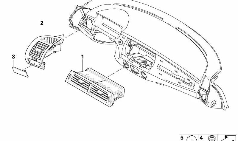 Rejilla de ventilación fresca negra izquierda para BMW Z4 E85, E86 (OEM 64226945399). Original BMW