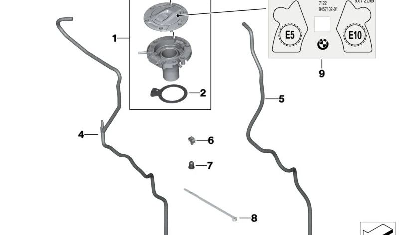 OEM -Röhrenunterstützung 11657599309 für BMW F07, F10, F11, F06, F12, F13, F01, F02, F04, E70, F15, E71, E72, F16. Original BMW.