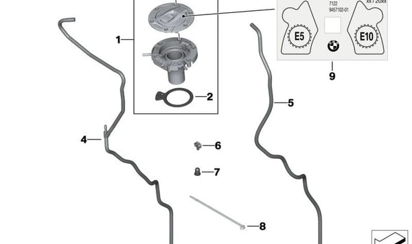 Soporte de tubo OEM 11657599309 para BMW F07, F10, F11, F06, F12, F13, F01, F02, F04, E70, F15, E71, E72, F16. Original BMW.