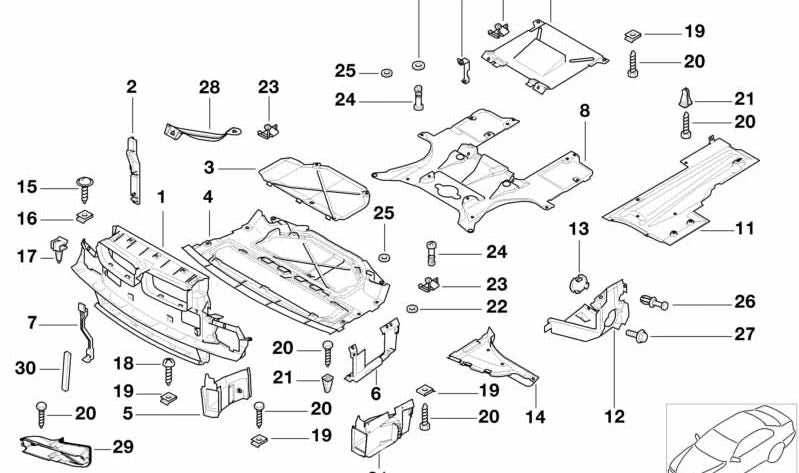 Cubierta de Protección del Compartimento del Motor para BMW Serie 7 E38 (OEM 51718240939). Original BMW