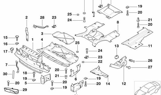 Cubierta de Protección del Compartimento del Motor para BMW Serie 7 E38 (OEM 51718240939). Original BMW