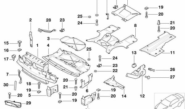 Cubierta de Protección del Compartimento del Motor para BMW Serie 7 E38 (OEM 51718240939). Original BMW