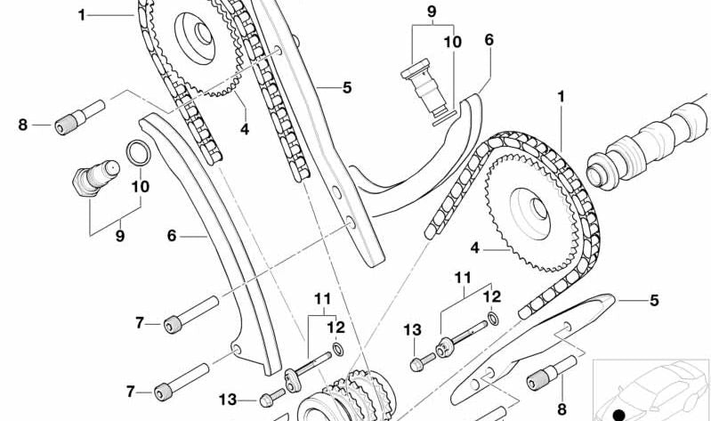 Piñón de leva para BMW E38, E65 (OEM 11312248509). Original BMW