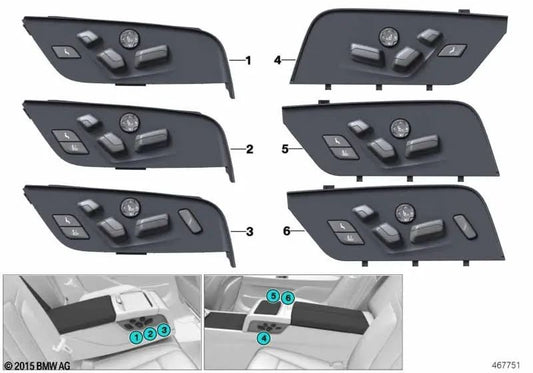 Left seat adjustment switch for BMW G12, G12N (OEM 61316817973). Original BMW.