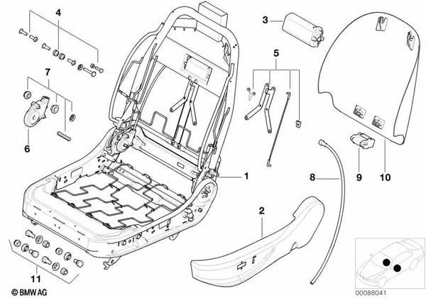 Juego de piezas de fijación para BMW Z8 E52 (OEM 52107029115). Original BMW.