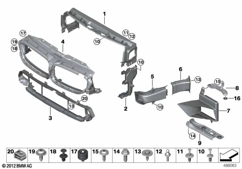 Guía de aire superior para BMW Serie 5 F90 (OEM 51748069817). Original BMW