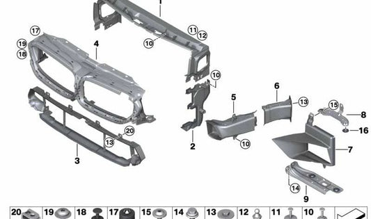 Unterer linker Luftkanal für Kühler OEM 51748070329 für BMW F90 (M5). Original BMW