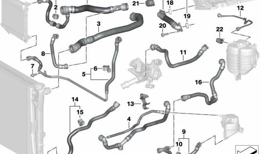 OEM refrigerant radiator hose 17128654803 for BMW G29. Original BMW.