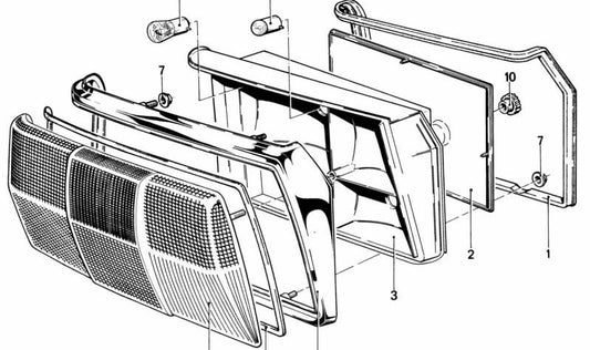 Piloto trasero izquierdo OEM 63211354419 para BMW Serie 5 (E12). Original BMW.