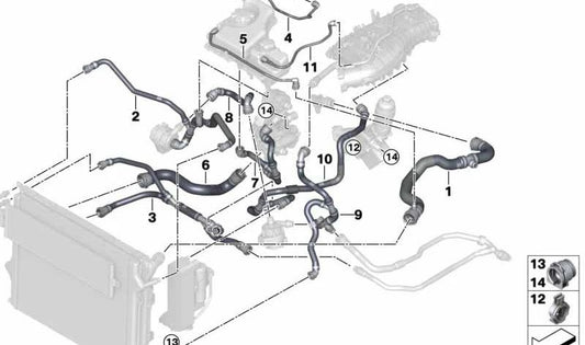 Cylinder head to expansion tank hose for BMW F30, F31, F34. Original BMW.