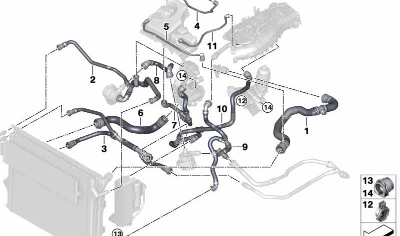 OEM -Kühlung Rücklaufschlauch 17128616145 für BMW F30, F31, F34, F32, F33, F36. Original BMW.