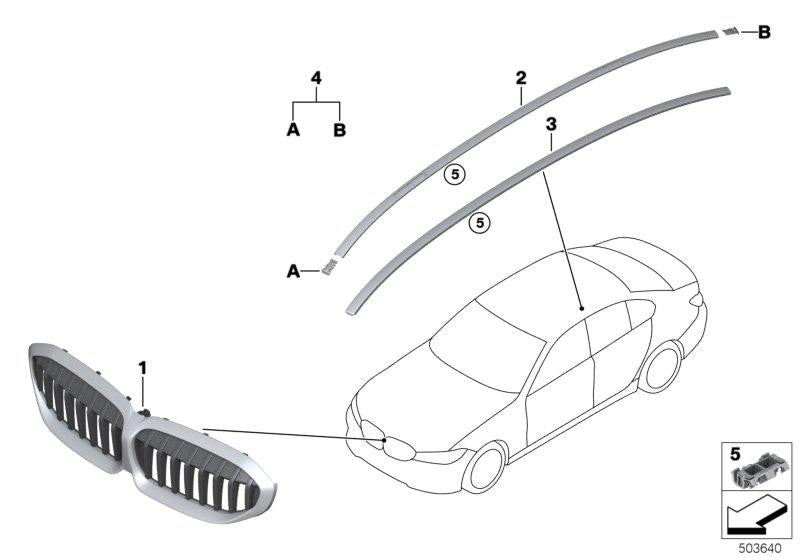 Parrilla Delantera Del Capó -M- Para Bmw G20 G21 G28 . Original Recambios