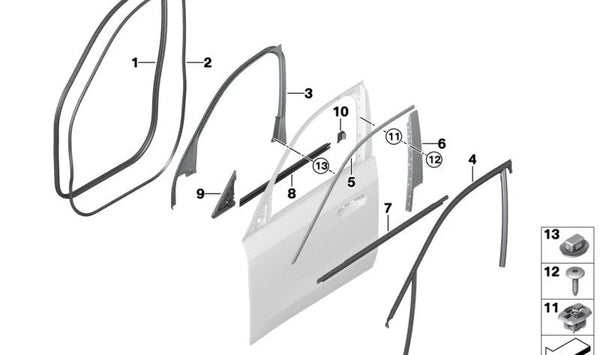 Junta Triángulo de Espejo Exterior Derecho para BMW U11, U12 (OEM 51339880516). Original BMW