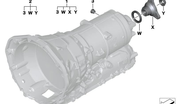 Kit de reparación del flanco de salida OEM 24008743416 para BMW F07, F10, F11, F06, F12, F13, F01, F02, F04, G11, G12. Original BMW.