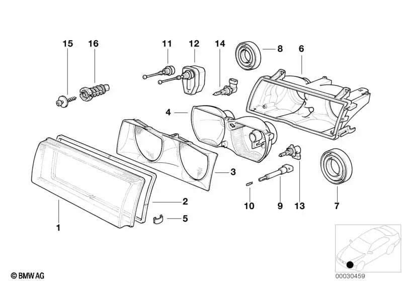 Portalámpara para BMW Serie 3 E36 (OEM 63128361903). Original BMW.