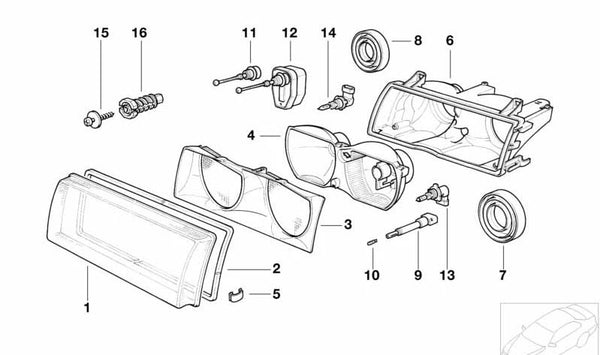 Difusor izquierdo para BMW Serie 3 E36 (OEM 63128361097). Original BMW