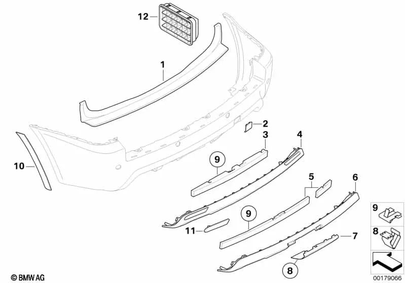 Reflector trasero derecho para BMW X3 E83N (OEM 63143417742). Original BMW