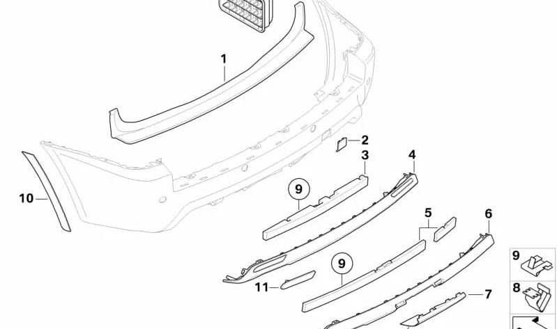 OEM do absorvedor de impacto frontal 51123414411 para BMW E83. BMW original.