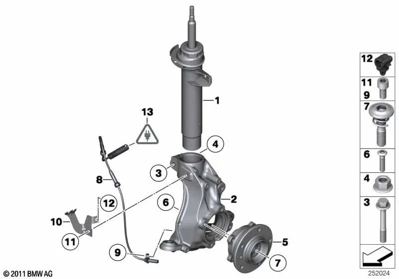 Schwenklager izquierdo para BMW X1 E84 (OEM 31216788699). Original BMW.