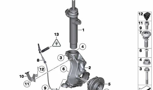 Front right shock absorber for BMW X1 E84 (OEM 31316851336). Original BMW.