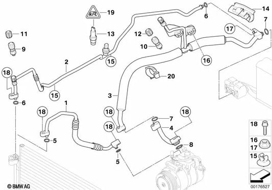 Adaptador del conducto de succión para BMW E60N, E61N Serie 5 E63N, E64N Serie 6 (OEM 64536963190). Original BMW.