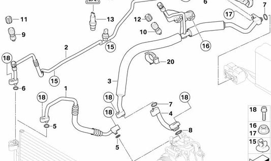 Adaptador de Tubería de Succión para BMW Serie 5 E60, E61 (OEM 64509119703). Original BMW