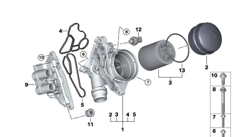 Carcasa de termostato con termostato para BMW Serie 5 F07, F10, F11, F18, Serie 6 F06, F12, F13, Serie 7 F01, F02, X3 F25, X4 F26 (OEM 11427573051). Original BMW.