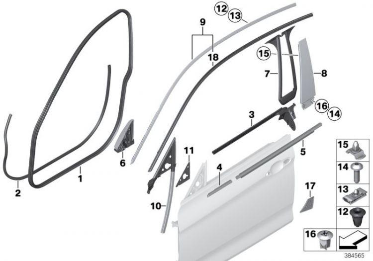 Junta De Junta Puerta Delantero Original Bmw Para Gran Coupé F36. Original Recambios