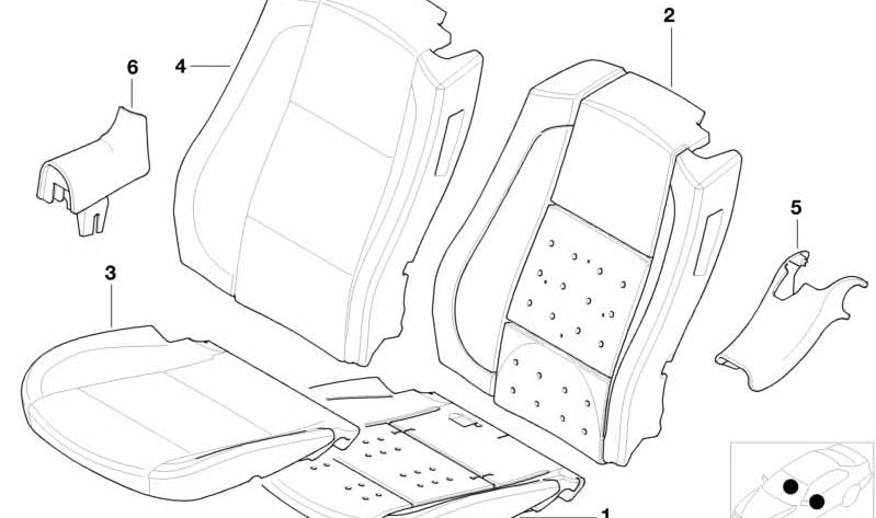 Funda de asiento de tela derecha para BMW Serie 3 E46 (OEM 52107047066). Original BMW.