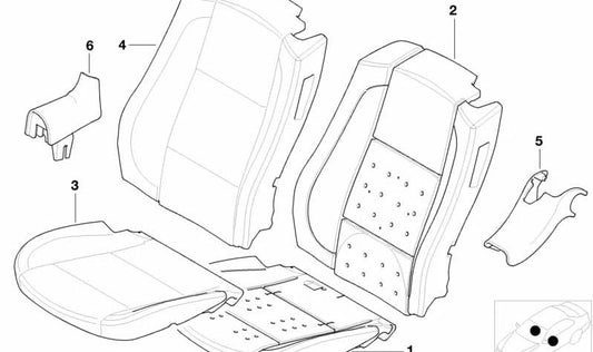 Funda de asiento de tela derecha para BMW Serie 3 E46 (OEM 52107047066). Original BMW.