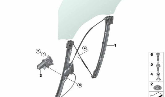 Elevalunas sin motor delantero derecho OEM 51337286484 para BMW F15, F85. Original BMW.