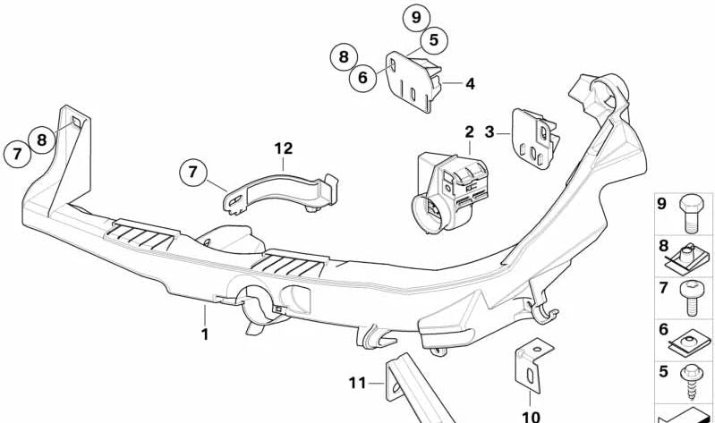 Soporte derecho para brazo de faro OEM 51647136828 para BMW E90, E91. Original BMW.