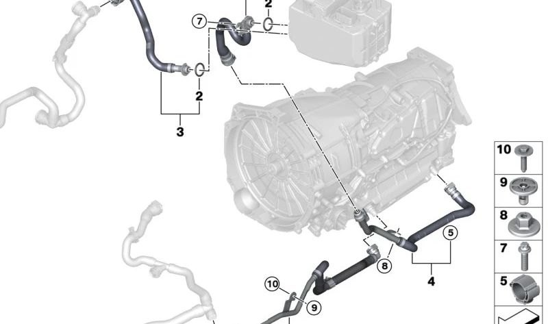 Tubería de Refrigerante Intercooler para BMW Serie 5 G60, Serie 7 G70 (OEM 17128645834). Original BMW.