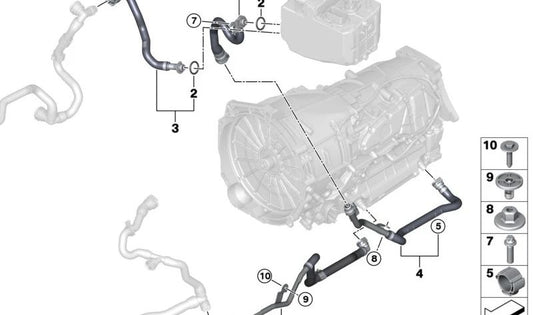 Tubería de Refrigerante Intercooler para BMW Serie 5 G60, Serie 7 G70 (OEM 17128645834). Original BMW.