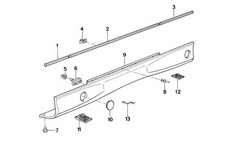 Moldura de puerta delantera derecha para BMW E31 (OEM 51131970238). Original BMW