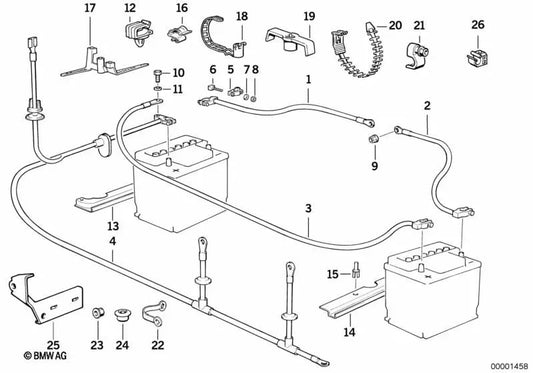 Borne de batería positivo para BMW Serie 8 E31 (OEM 12421724143). Original BMW