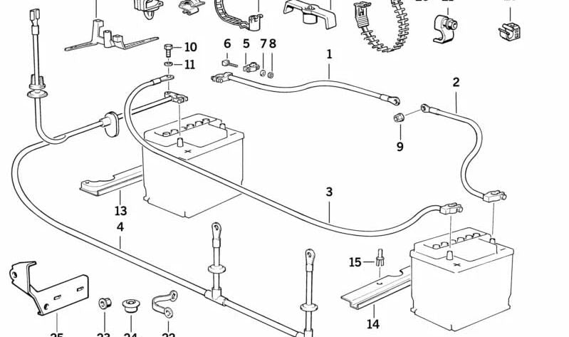 Cable de batería negativo OEM 12421737732 para BMW Serie 8 (E31). Original BMW.